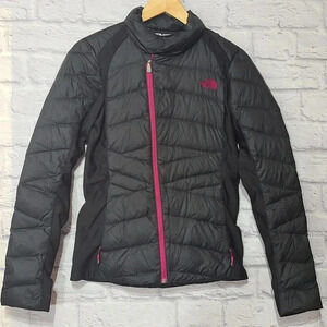 The North Face Puffer Jacket Women's Size Small Black Pink Zipper Goose Down